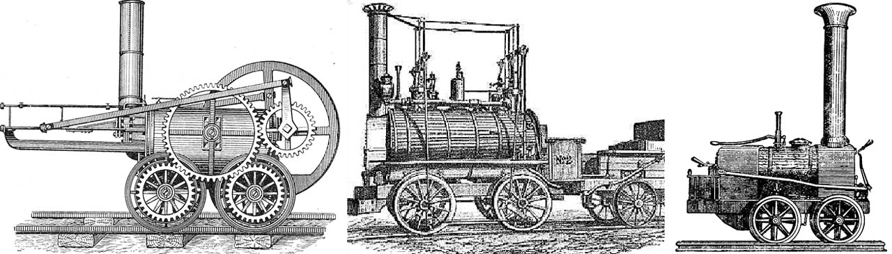 Trevithick，Stephenson和Cherepanovs的第一批蒸汽機車
